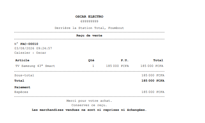 Facture / reçu de vente imprimable